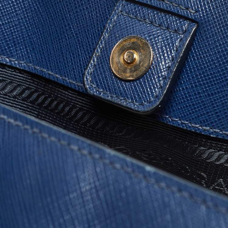 Pre Owned Prada Blue Saffiano Leather Large Gardener's Tote