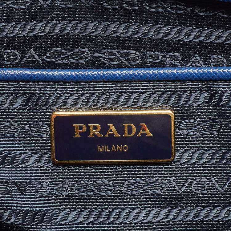 Pre Owned Prada Blue Saffiano Leather Large Gardener's Tote