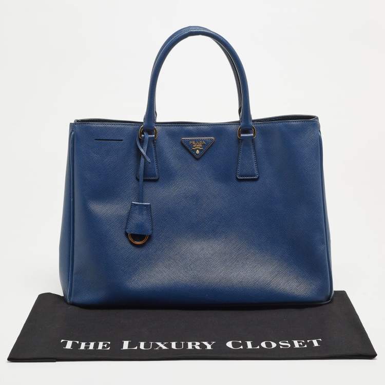 Pre Owned Prada Blue Saffiano Leather Large Gardener's Tote