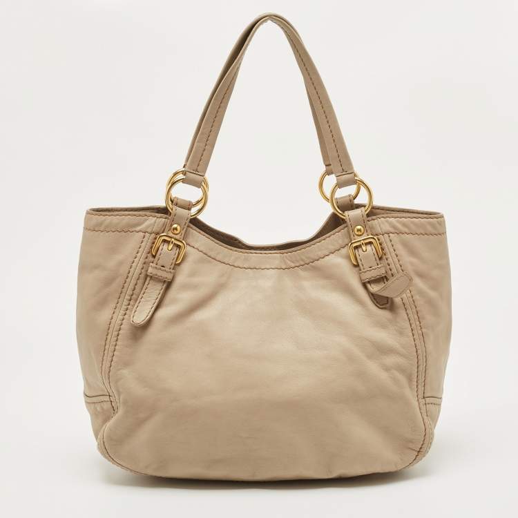 Ensemble Small Canvas Tote in Beige - Prada