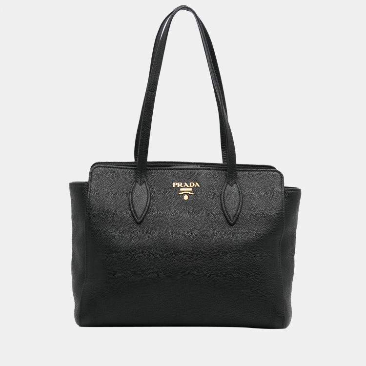 Prada Large Vitello Phenix Tote Black