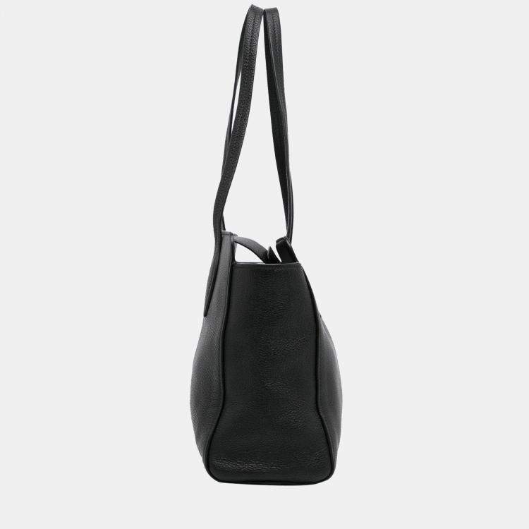 Prada Vitello Phenix Black Leather Top Handle Satchel Handbag