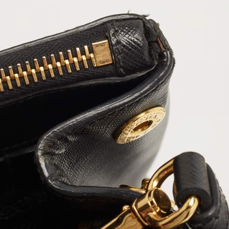 Pre Owned Prada Black Saffiano Lux Leather Galleria Double Zip Tote