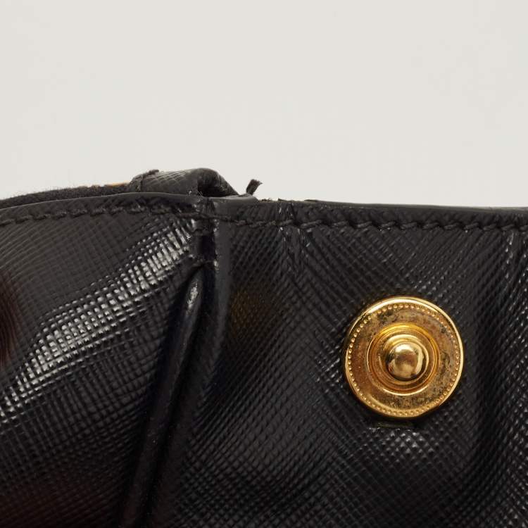 Pre Owned Prada Black Saffiano Lux Leather Galleria Double Zip Tote