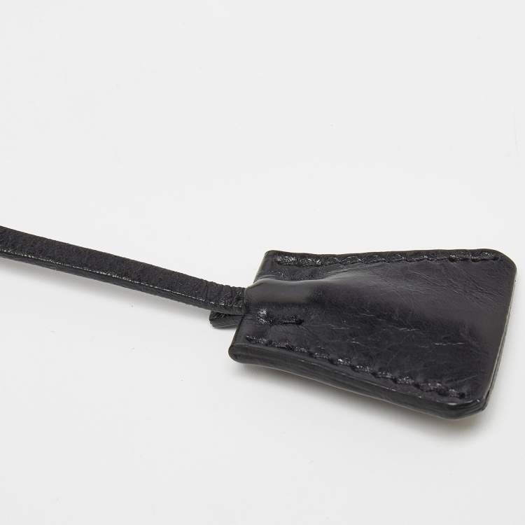 Pre Owned Prada Black Vitello Shine Leather Fringe Shoulder Bag
