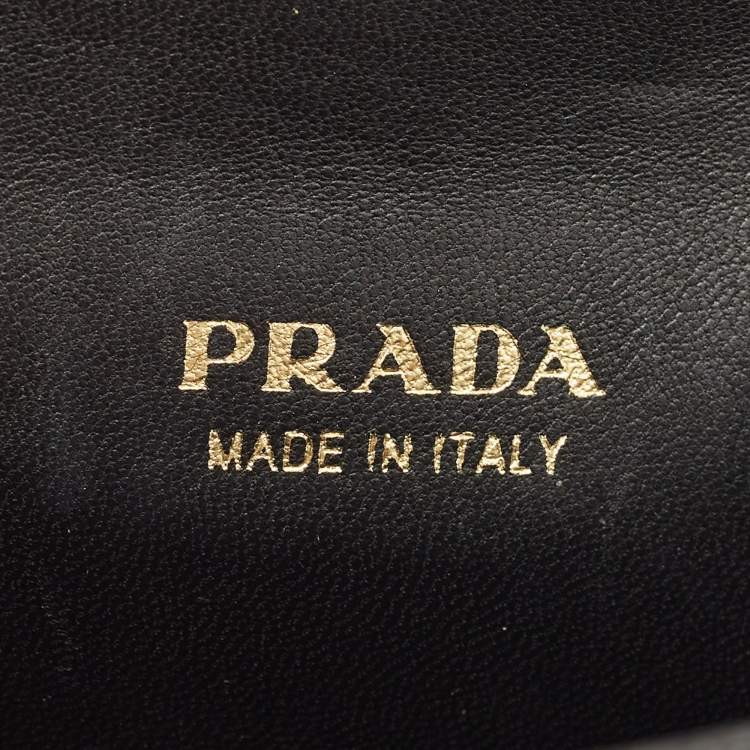 Pre Owned Prada Black Saffiano Leather Cahier Wallet on Chain