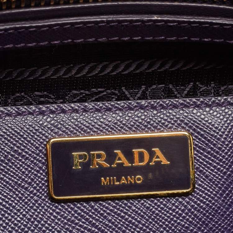 Pre Owned Prada Purple Saffiano Lux Leather Medium Promenade Satchel