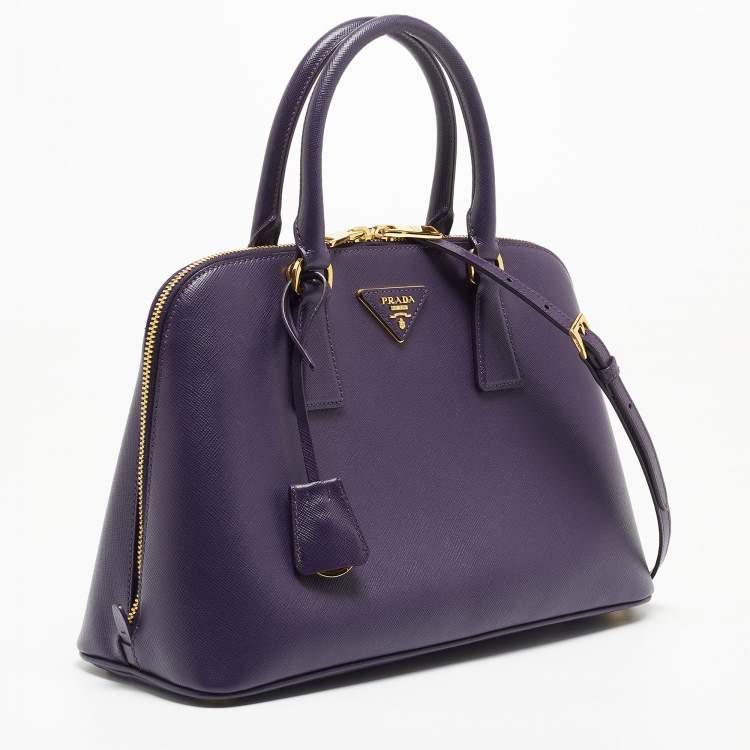 Pre Owned Prada Purple Saffiano Lux Leather Medium Promenade Satchel