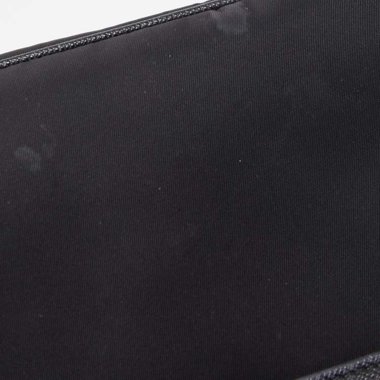 Pre Owned Prada Black Saffiano Leather and Nylon Logo Flap Shoulder Bag