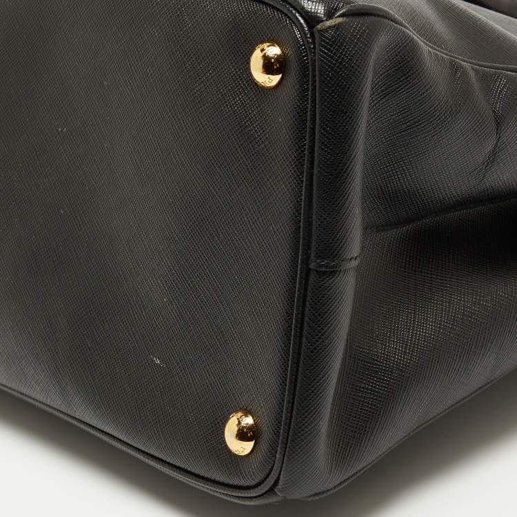 Pre Owned Prada Black Saffiano Lux Leather Large Galleria Double Zip Tote
