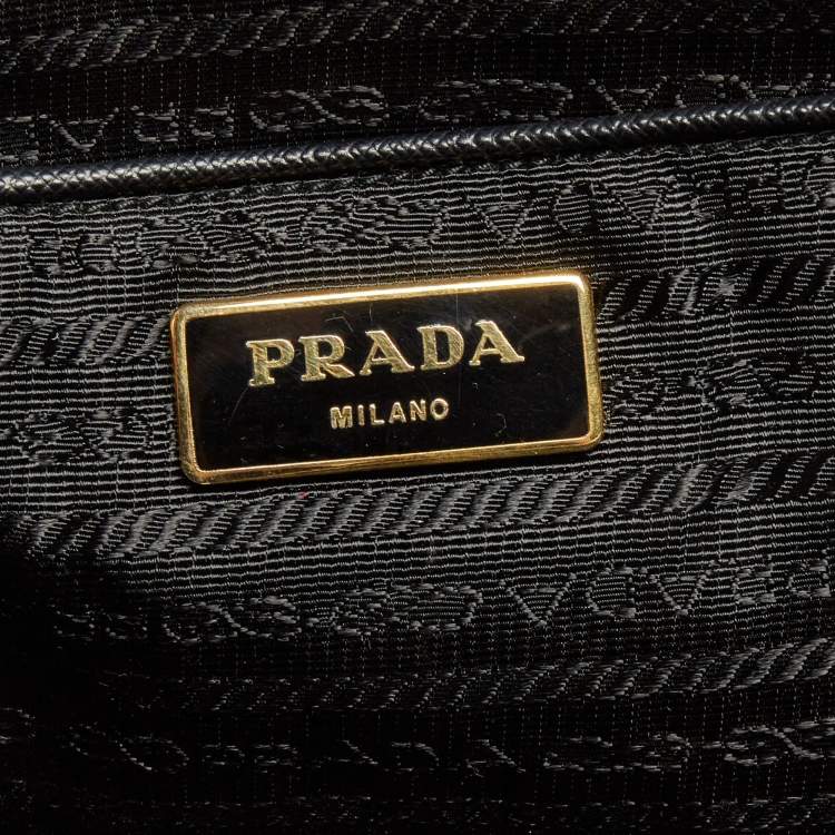 Pre Owned Prada Black Saffiano Lux Leather Large Galleria Double Zip Tote