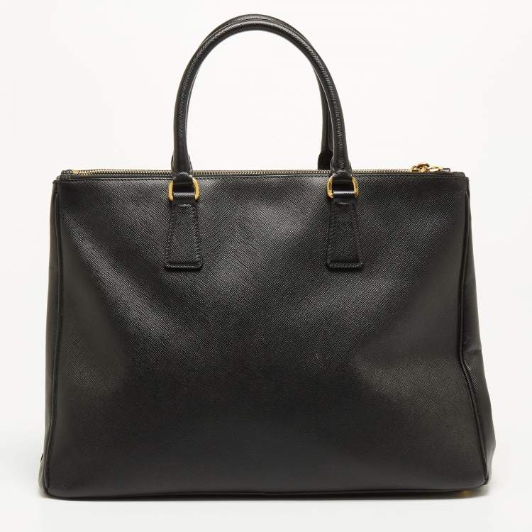 Pre Owned Prada Black Saffiano Lux Leather Large Galleria Double Zip Tote