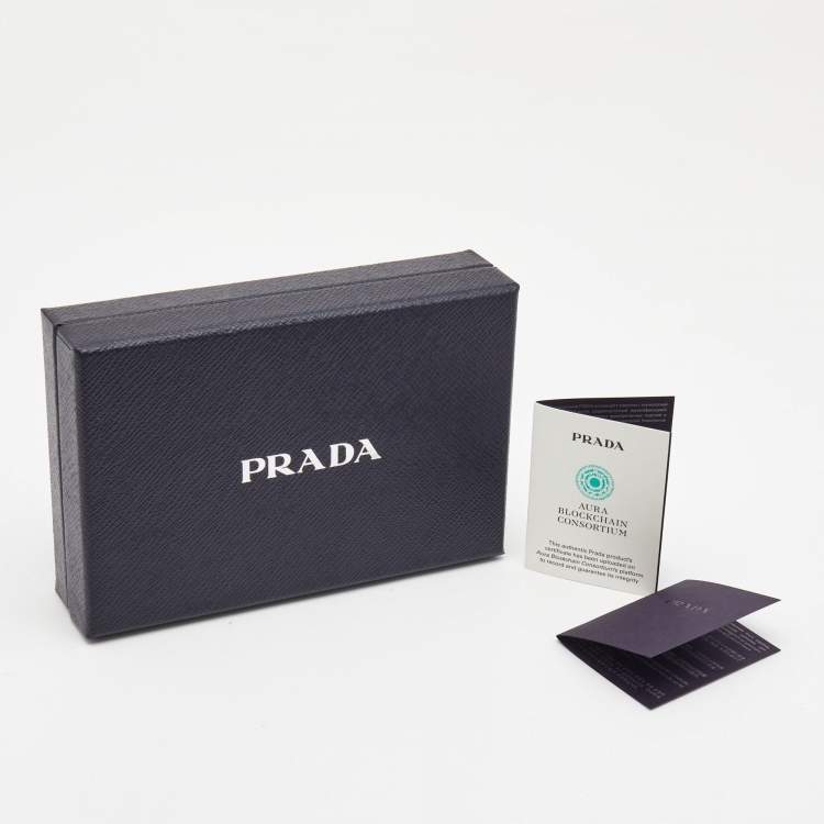 Pre Owned Prada Black Saffiano Metal Leather Middle Zip Wallet