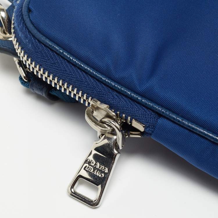 Pre Owned Prada Blue Nylon and Leather Phone Crossbdoy Bag