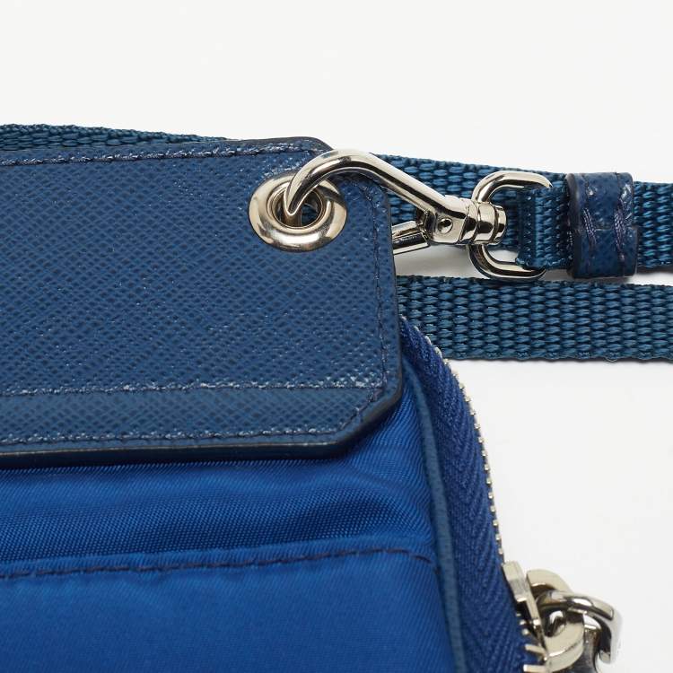 Pre Owned Prada Blue Nylon and Leather Phone Crossbdoy Bag