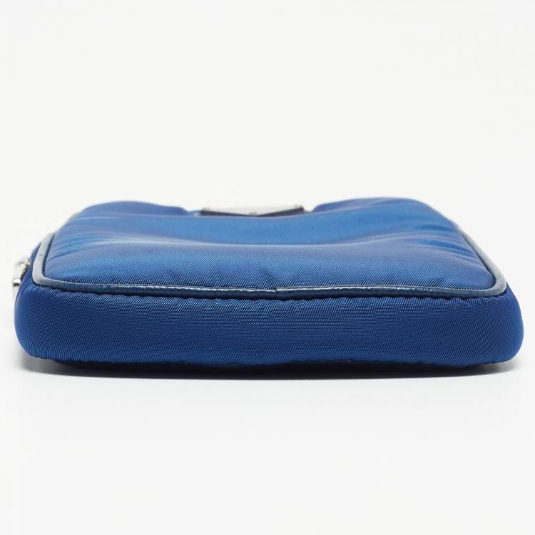 Pre Owned Prada Blue Nylon and Leather Phone Crossbdoy Bag