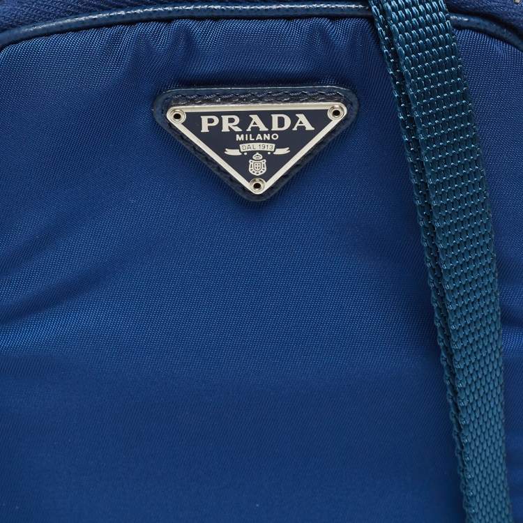 Pre Owned Prada Blue Nylon and Leather Phone Crossbdoy Bag