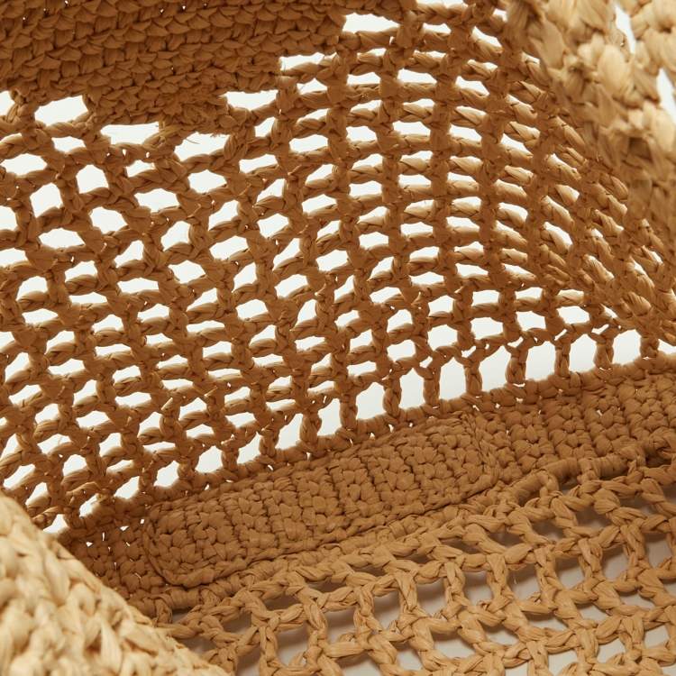 Pre Owned Prada Beige Woven Raffia Beach Tote