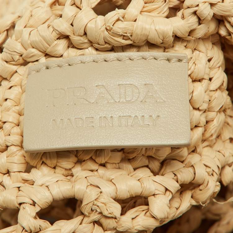 Pre Owned Prada Beige Woven Raffia Beach Tote