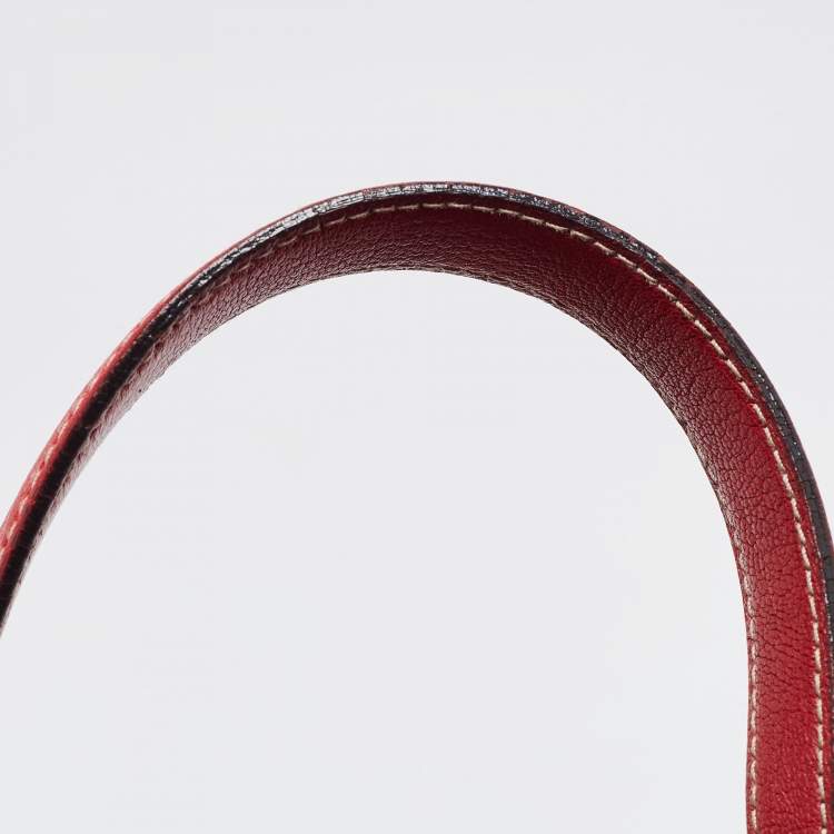 Pre Owned Prada Red Leather Spazzolato Frame Top Handle Bag
