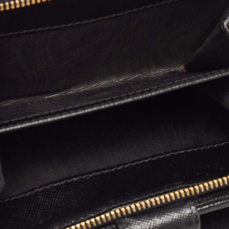 Pre Owned Prada Black Saffiano Metal Leather Lampo Wallet