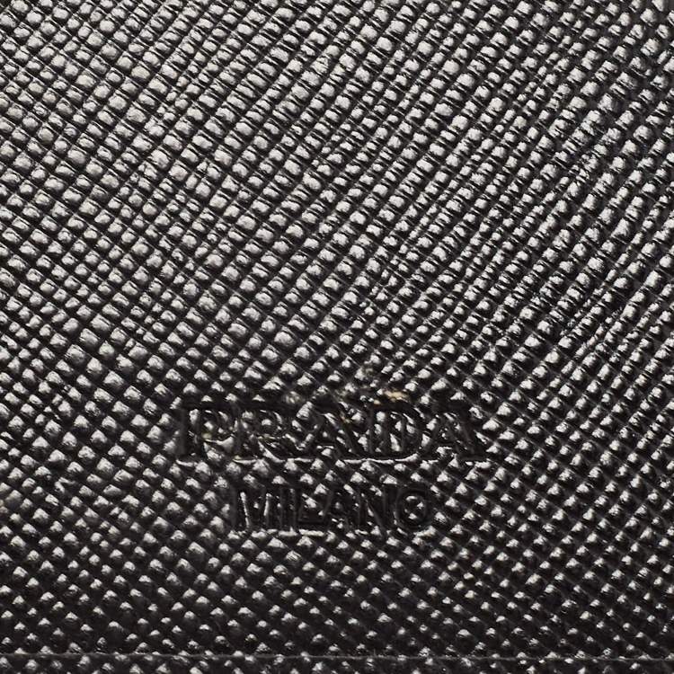 Pre Owned Prada Black Saffiano Metal Leather Lampo Wallet