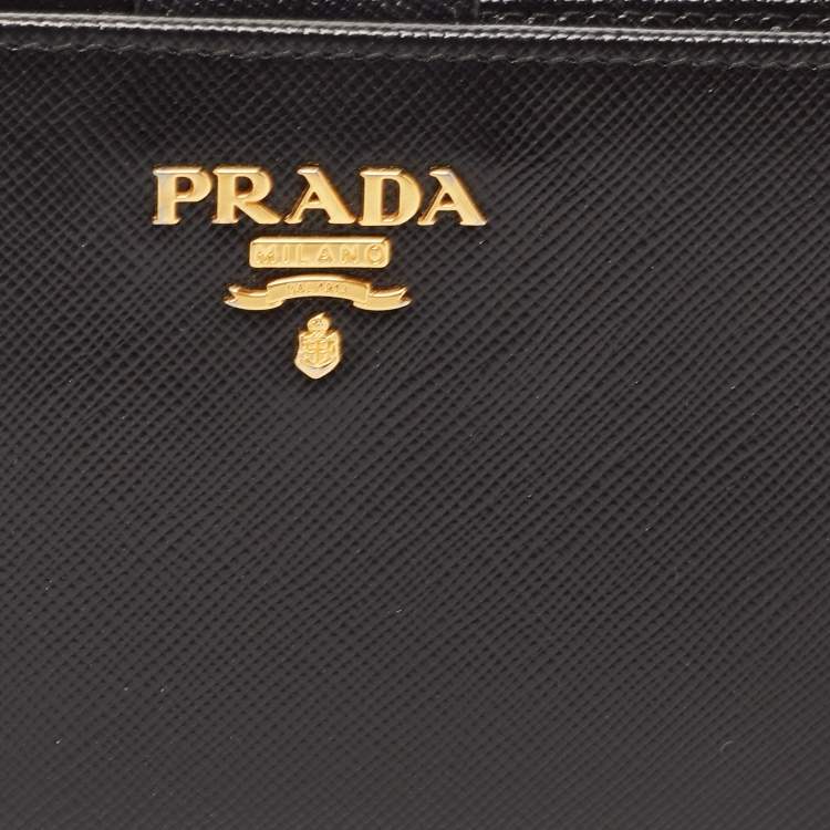 Pre Owned Prada Black Saffiano Metal Leather Lampo Wallet