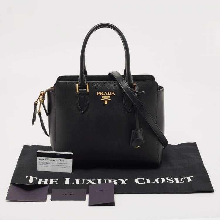 Pre Owned Prada Black Saffiano Leather Tote bag