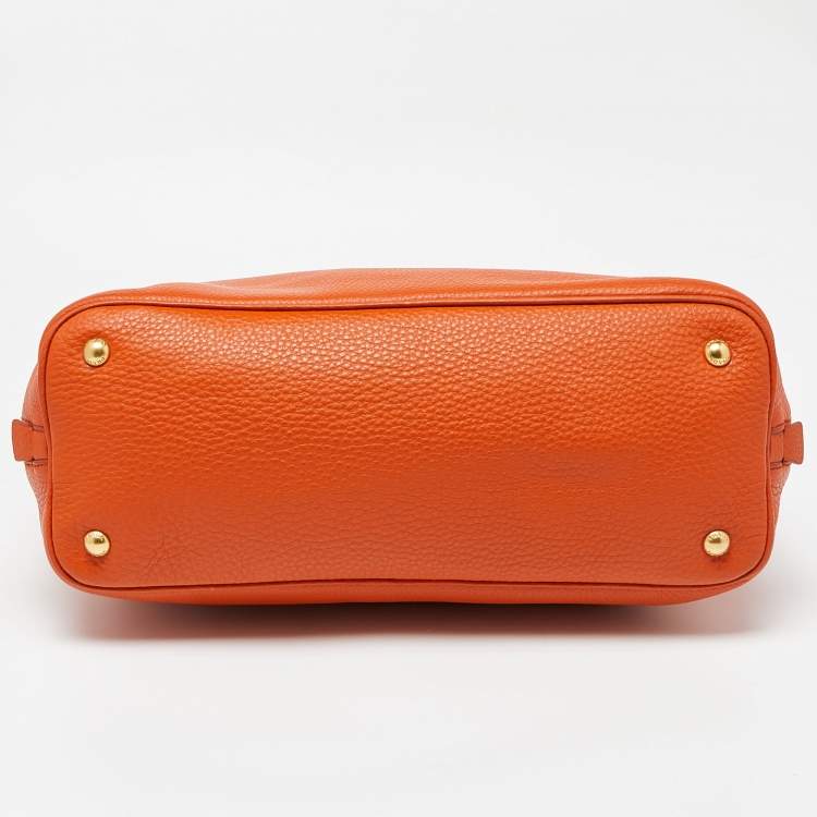 Pre Owned Prada Orange Vitello Daino Leather Large Shopping Tote