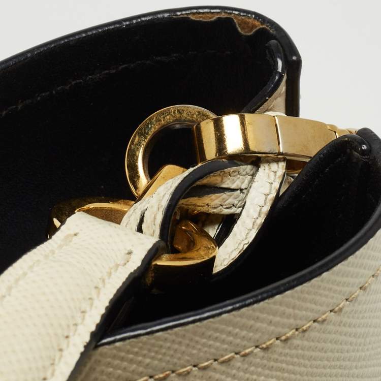 Pre Owned Prada Cream Saffiano Leather Small Panier Bag