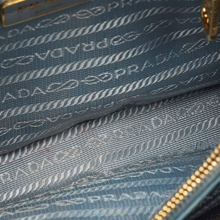 Pre Owned Prada Light Blue Saffiano Lux Leather Small Promenade Satchel