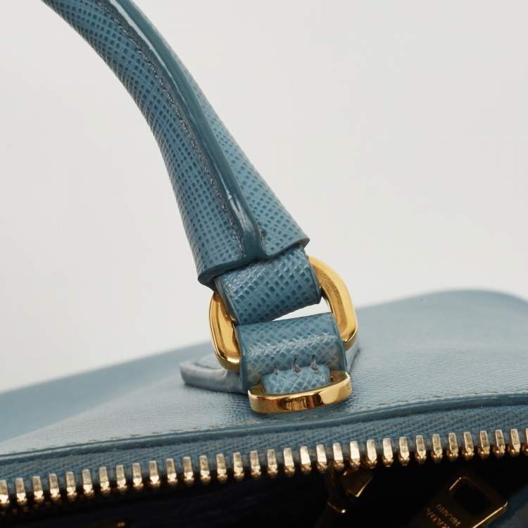 Pre Owned Prada Light Blue Saffiano Lux Leather Small Promenade Satchel