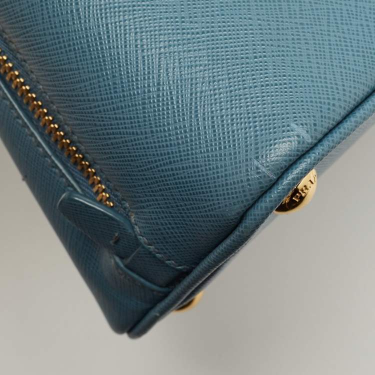 Pre Owned Prada Light Blue Saffiano Lux Leather Small Promenade Satchel