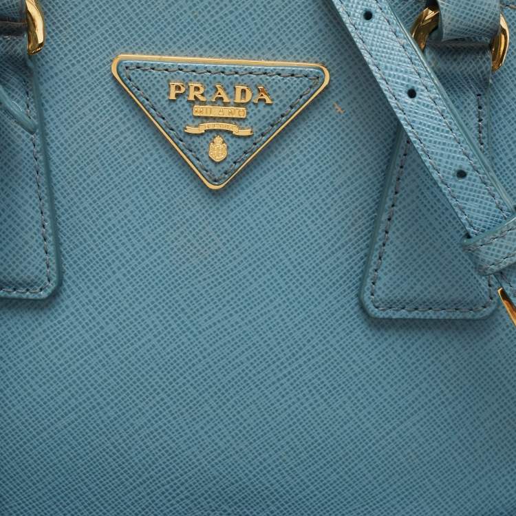 Pre Owned Prada Light Blue Saffiano Lux Leather Small Promenade Satchel