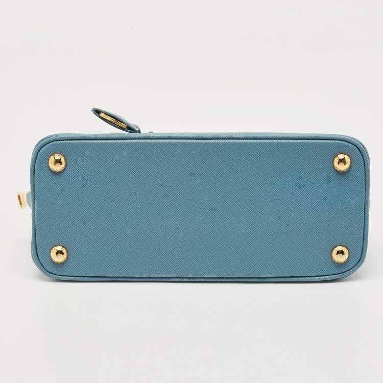Pre Owned Prada Light Blue Saffiano Lux Leather Small Promenade Satchel