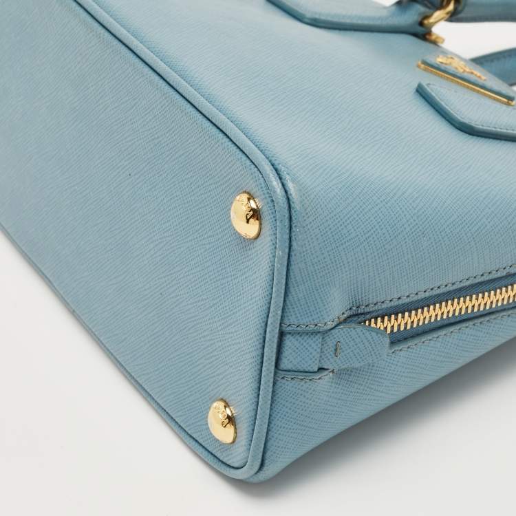 Pre Owned Prada Light Blue Saffiano Lux Leather Small Promenade Satchel