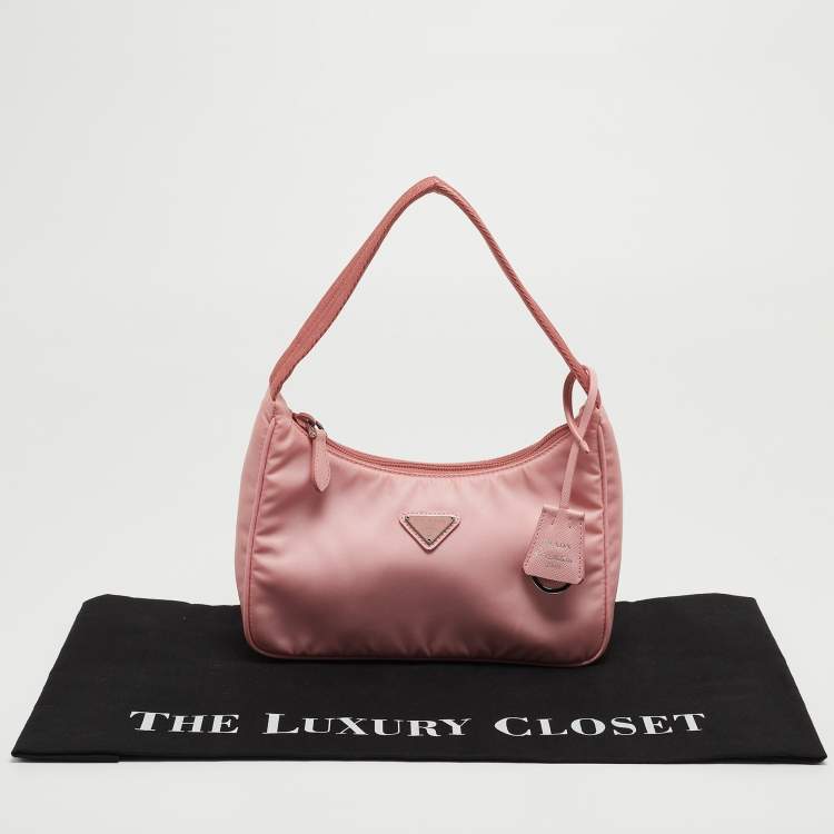 Pre Owned Prada Pink Nylon Mini Re-Edition 2000 Shoulder Bag