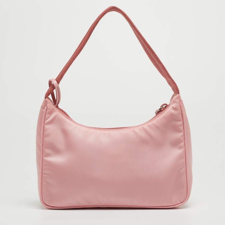 Pre Owned Prada Pink Nylon Mini Re-Edition 2000 Shoulder Bag