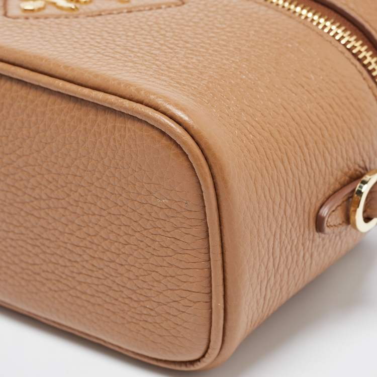 Pre Owned Prada Brown Leather Mini Vanity Top Handle Bag 