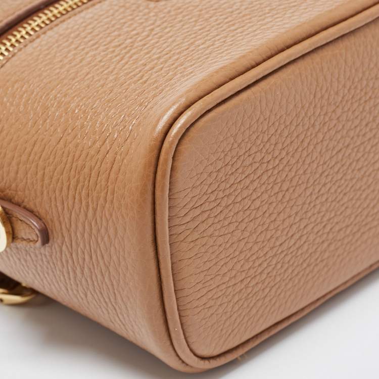 Pre Owned Prada Brown Leather Mini Vanity Top Handle Bag 