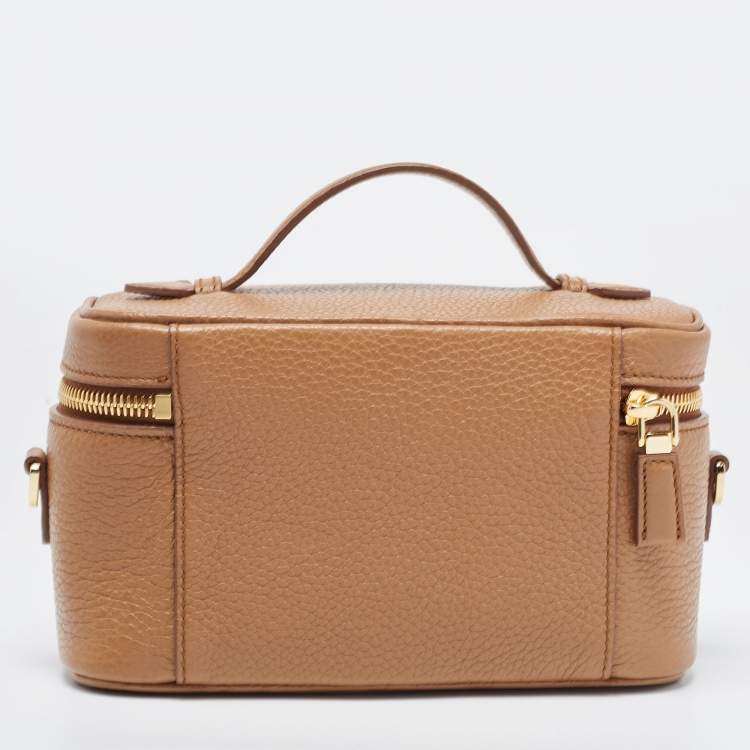 Pre Owned Prada Brown Leather Mini Vanity Top Handle Bag 