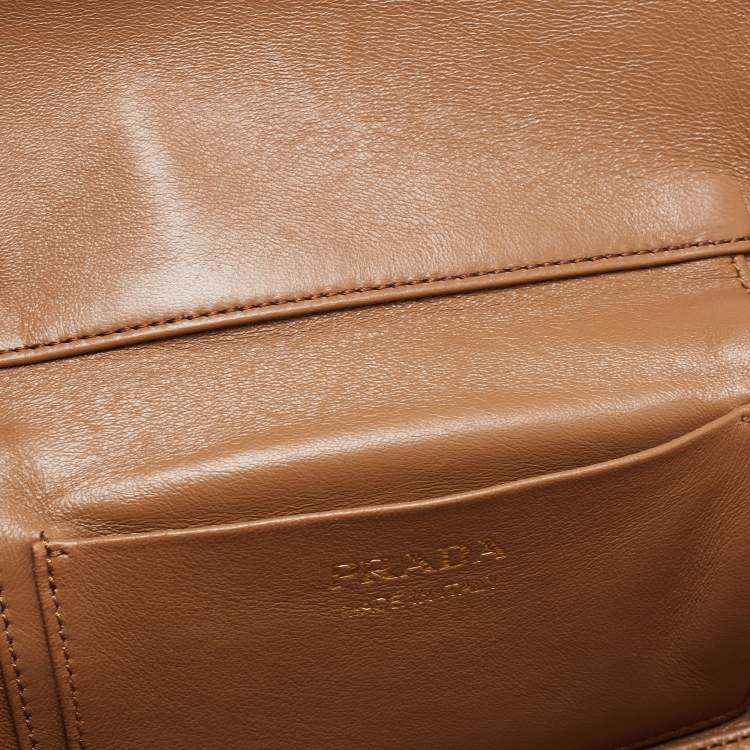 Pre Owned Prada Brown Leather Mini Vanity Top Handle Bag 