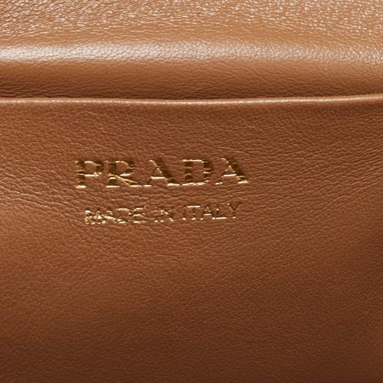 Pre Owned Prada Brown Leather Mini Vanity Top Handle Bag 