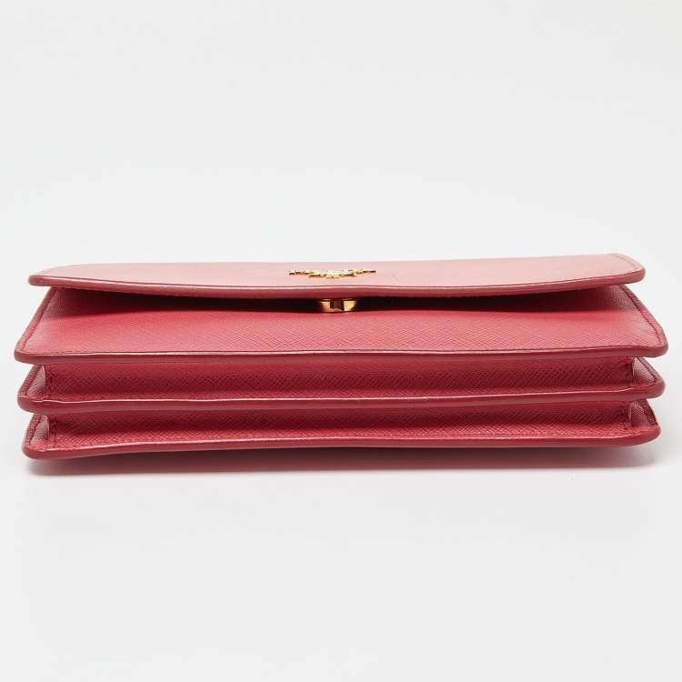 Pre Owned Prada Two Tone Pink Leather Convertible Flap Crossbody Bag