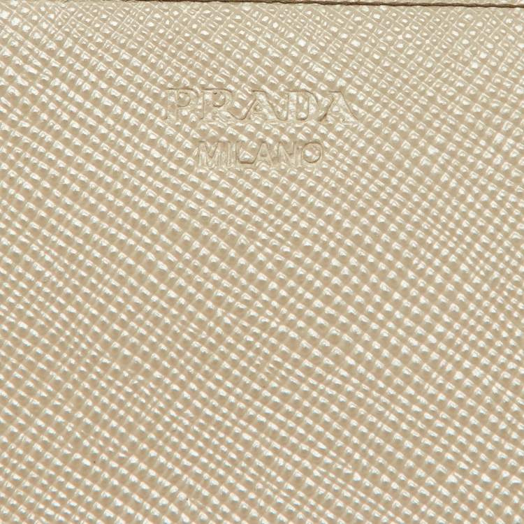 Pre Owned Prada Grey Saffiano Lux Leather Flap Continental Wallet