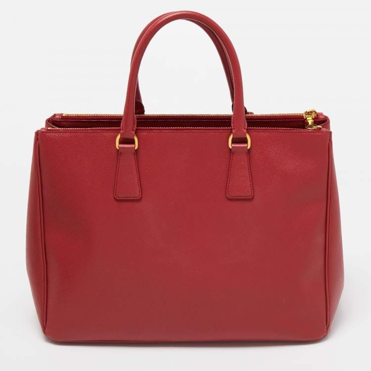 Pre Owned Prada Red Saffiano Leather Large Galleria Tote Bag