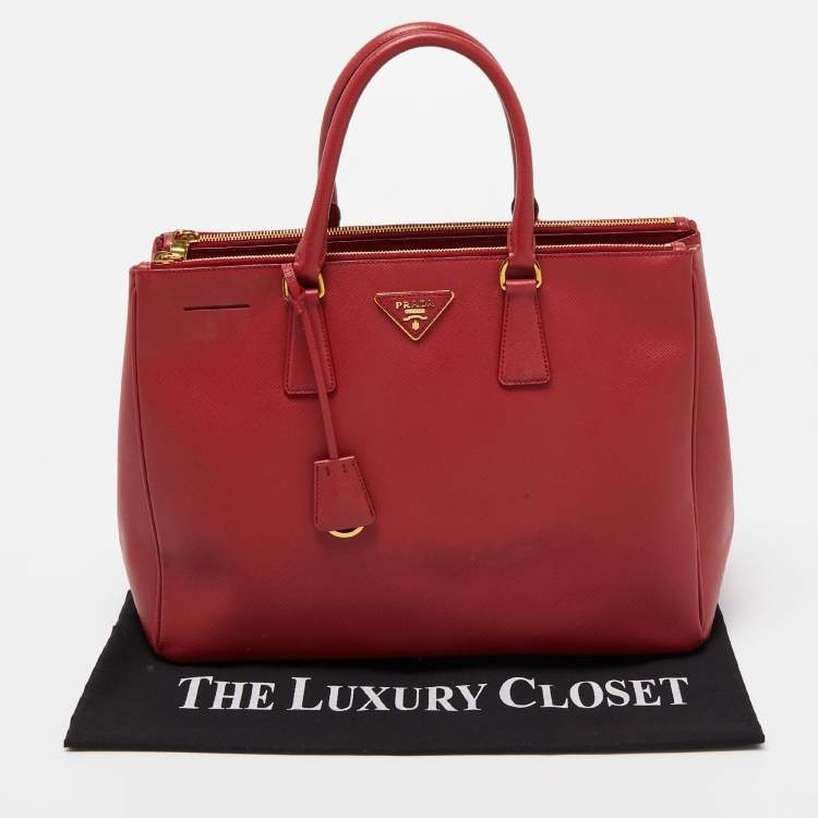 Pre Owned Prada Red Saffiano Leather Large Galleria Tote Bag