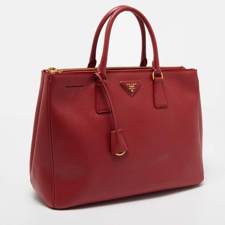 Pre Owned Prada Red Saffiano Leather Large Galleria Tote Bag