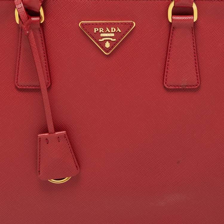 Pre Owned Prada Red Saffiano Leather Large Galleria Tote Bag