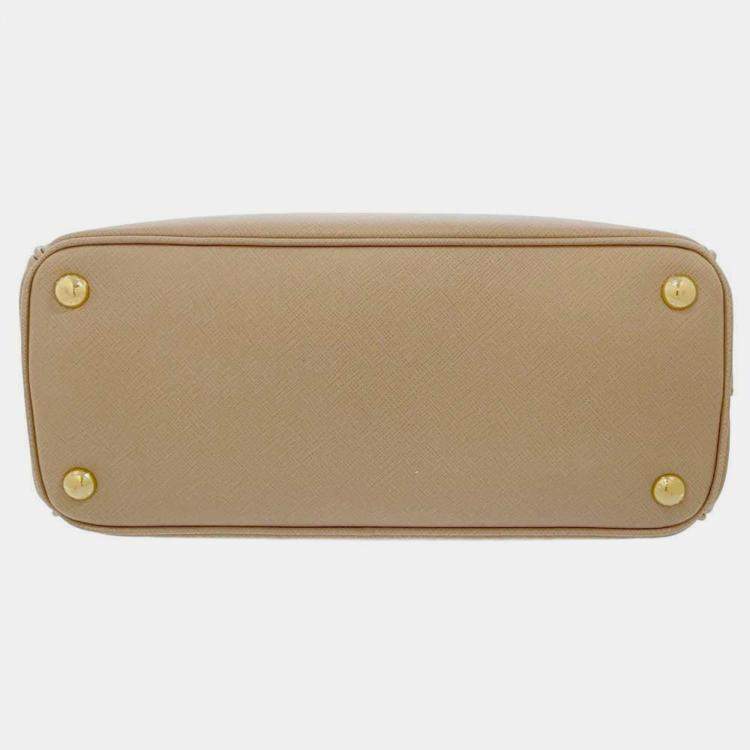Pre Owned Prada Beige Leather Small Galleria Tote Bag